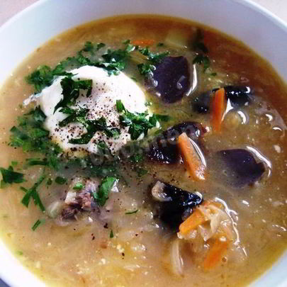 Кислые щи с утиными потрохами