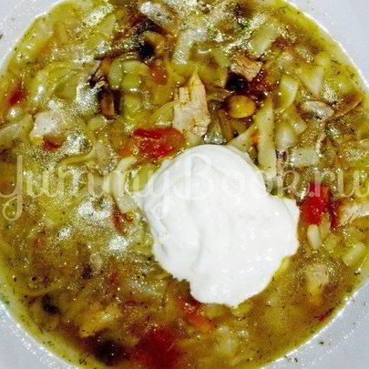 Куриные щи с грибами и лапшой