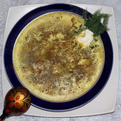 Постные щи из свежей капусты с сушеными грибами