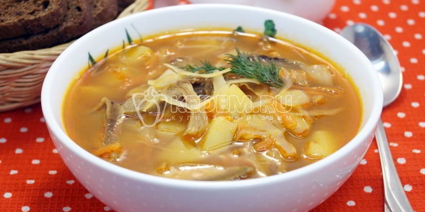 Рецепт постных щей с капустой и грибами