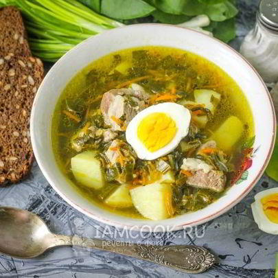 Щи из щавеля на мясном бульоне