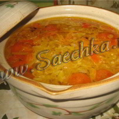 Щи из свежей капусты в горшочке