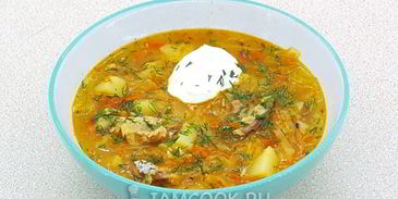 щи с рыбными консервами в мультиварке