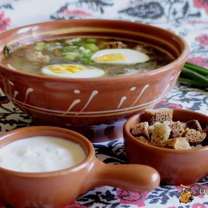 Щи весенние с рисом и щавелем