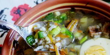 щи весенние с рисом и щавелем