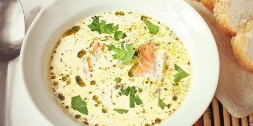 Рецепт сливочного супа с лососем и зеленью