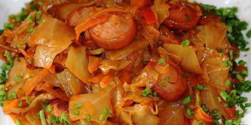 Рецепт солянки из капусты с сосисками