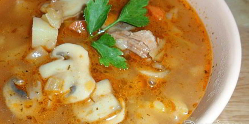 Рецепт супа-солянки с грибами и капустой