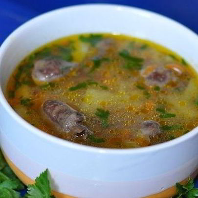 Суп из куриных желудков