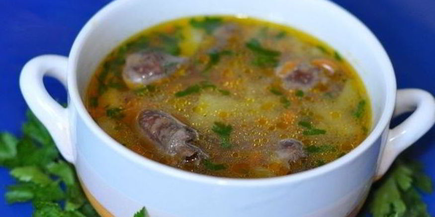 Рецепт супа из куриных желудков