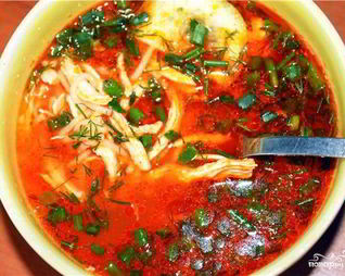 Суп из курицы с помидорами
