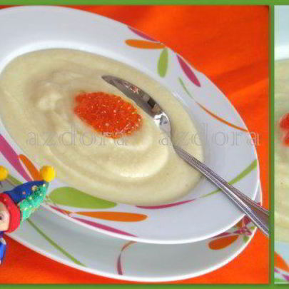 Суп-пюре из цветной капусты с красной икрой