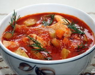 Томатный суп-пюре с курицей