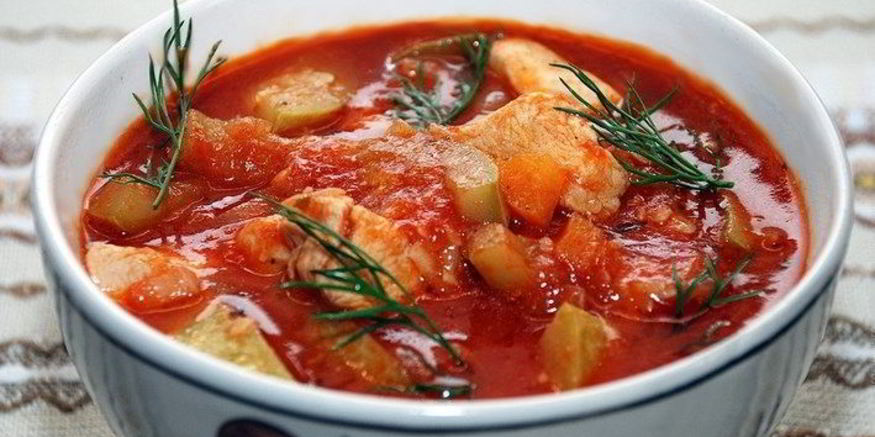 Рецепт томатного супа-пюре с курицей