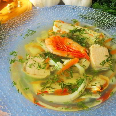 Супчик по-сахалински с кальмаром