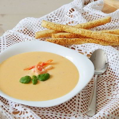 Сырный крем-суп с креветками