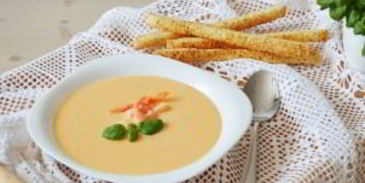 сырный крем-суп с креветками