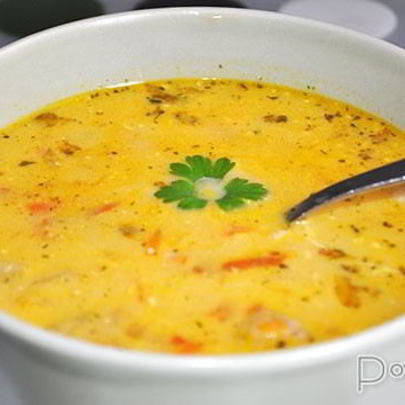 Сырный куриный суп с помидорами