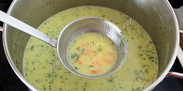 сырный суп пюре с креветками