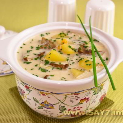 Сырный суп с белыми грибами