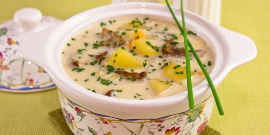 Рецепт сырного супа с белыми грибами
