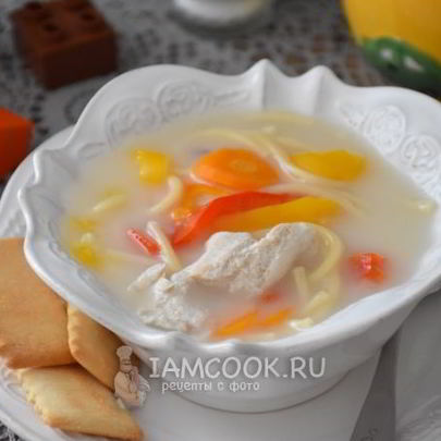 Сырный суп с курицей и вермишелью
