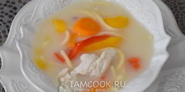сырный суп с курицей и вермишелью