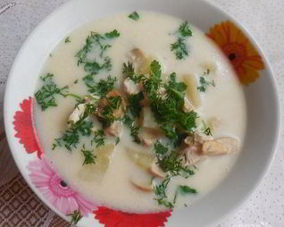 Сырный суп с мясом