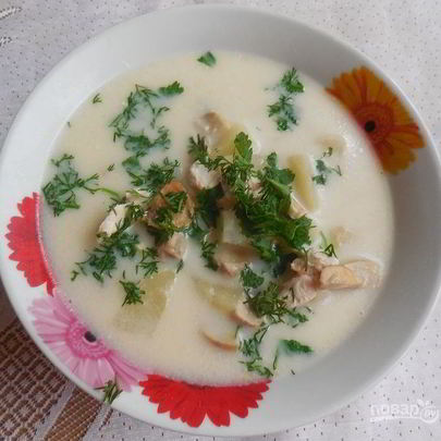 Сырный суп с мясом