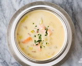 Сырный суп с семгой