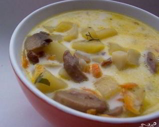 Сырный суп со свининой