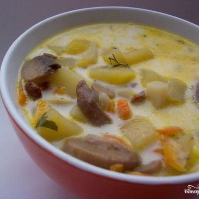 Сырный суп со свининой