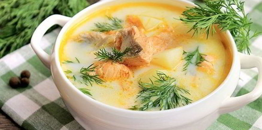Рецепт ухи из форели по-фински со сливками