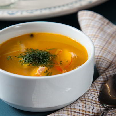 Уха по-боярски с семгой