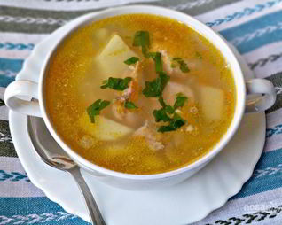 Уха с пшеном и картошкой