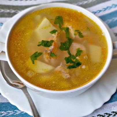 Уха с пшеном и картошкой