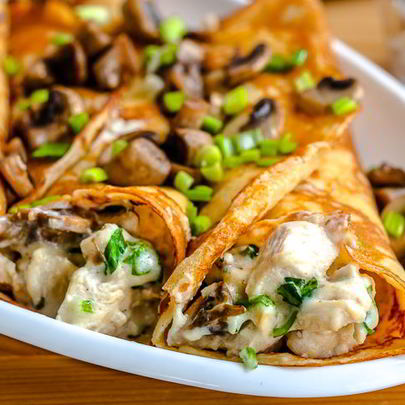 Блинчики с грибами и курицей