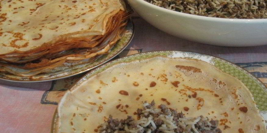 Рецепт блинчиков с печенью и рисом