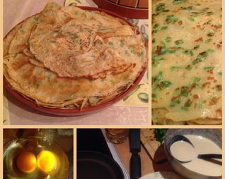 Блинчики с зеленым луком и сыром