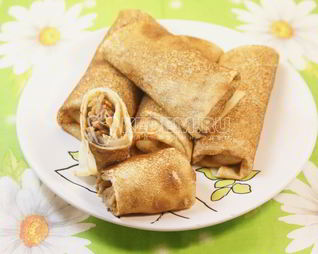 Блины с капустой и грибами