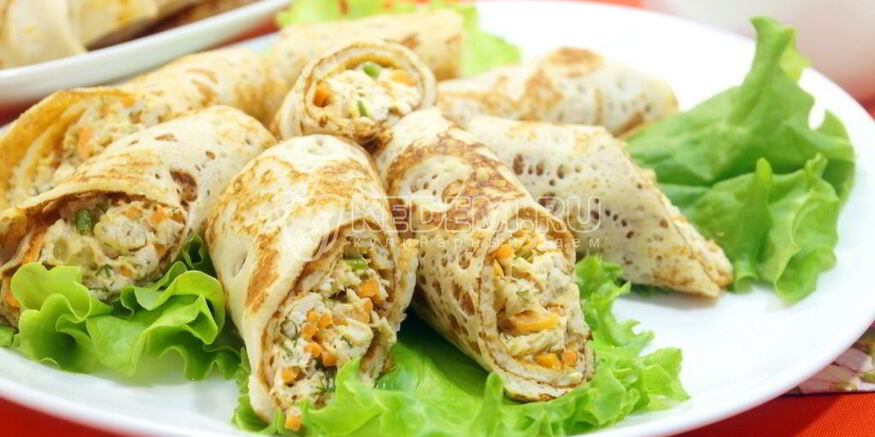 Рецепт блинов с курицей и морковью по-корейски
