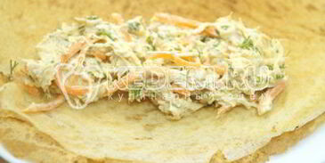 блины с курицей и морковью по-корейски