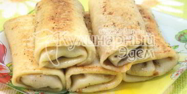 фаршированные блины с грибами и сыром