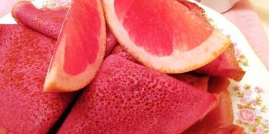 Рецепт розовых блинчиков с грейпфрутом