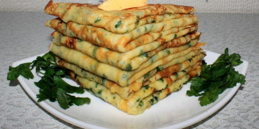 Рецепт сырных блинчиков с петрушкой