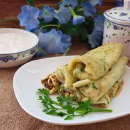 Рецепт Сырных блинов с зеленью