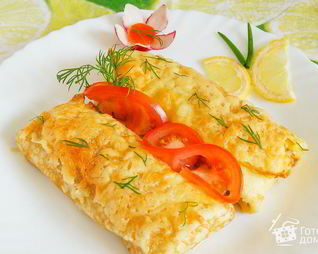 Яичные блинчики с курицей и грибами