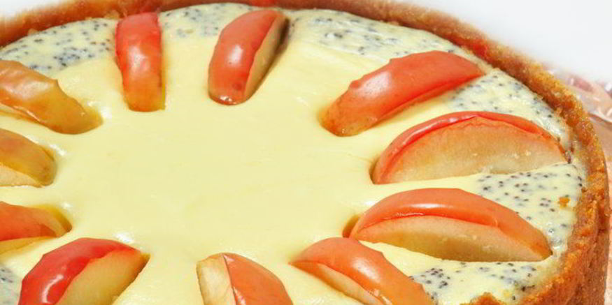 Рецепт чизкейка с яблоками и маком