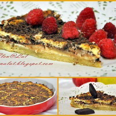 Чизкейк с яблоками и темным шоколадом