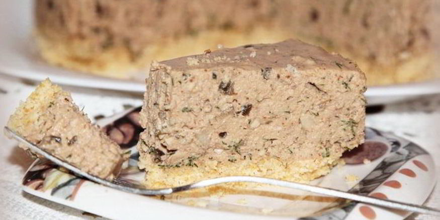 Рецепт печеночного чизкейка с орехами и грибами
